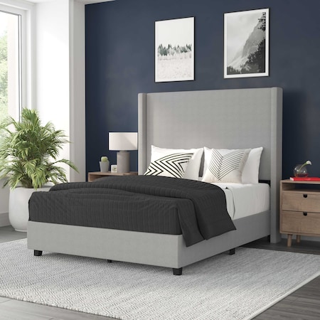 Flash Furniture Gray Full Platform Bed with Tufted Headboard YK-1077-GY-F-GG